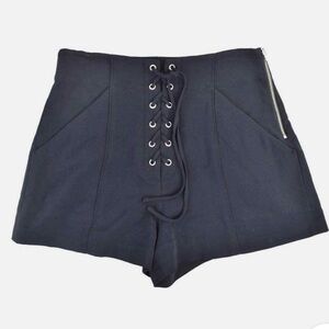 A.L.C. High Waist Navy Blue Lace-Up Shorts